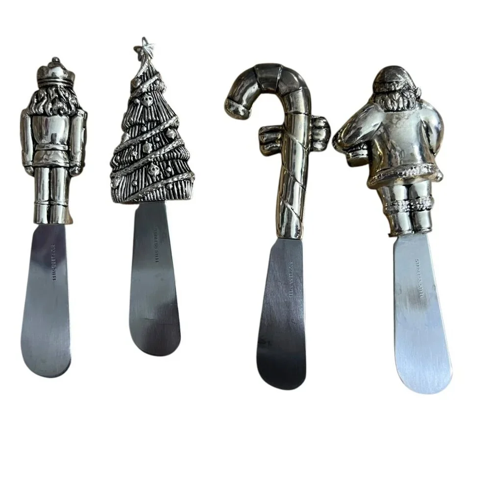 Wallace Christmas Spreader Set Of 4‎ Stainless Steel & Zinc Handles